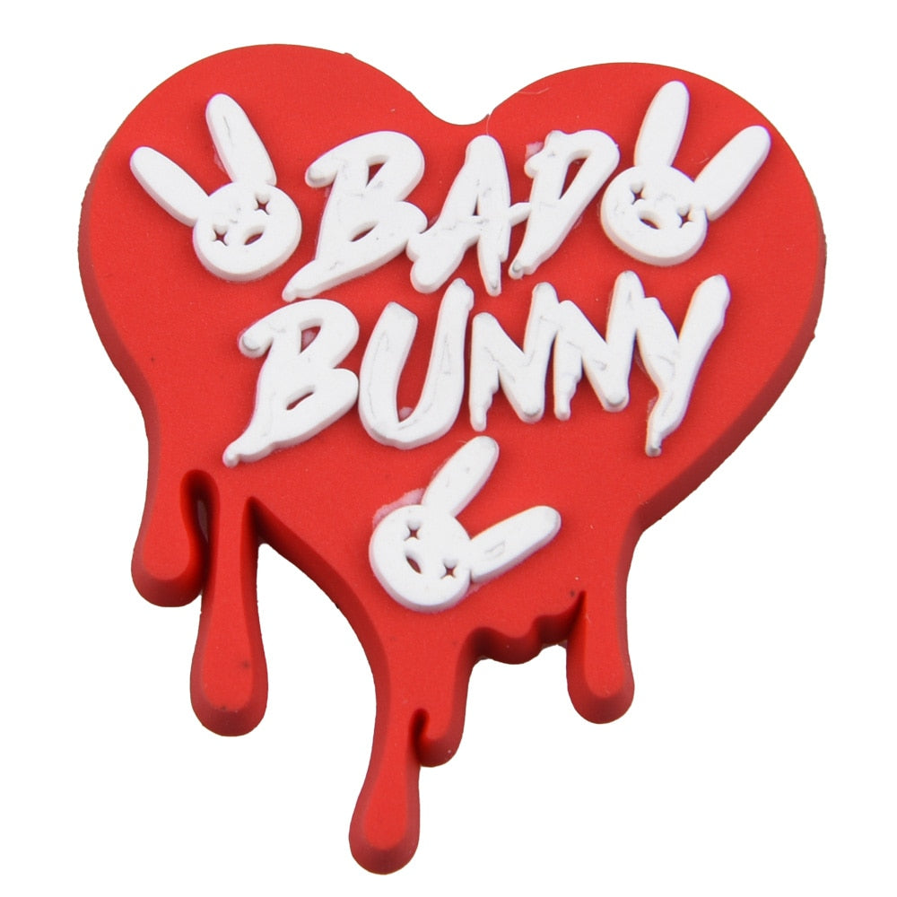 1PCS New Arrival Bad Bunny Croc Charms PVC Shoe Decorations Clogs Sandals Wristband Accessories Unisex Holiday Party Gifts